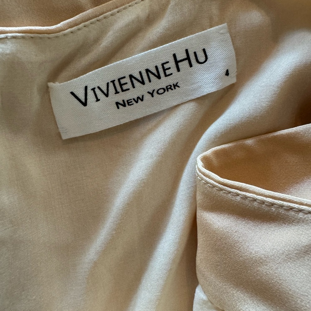 Vivienne Hu Runway Spring V-Neck CutOut Gown Dress Sz 4 Sexy Modern Timeless - Picture 10 of 11
